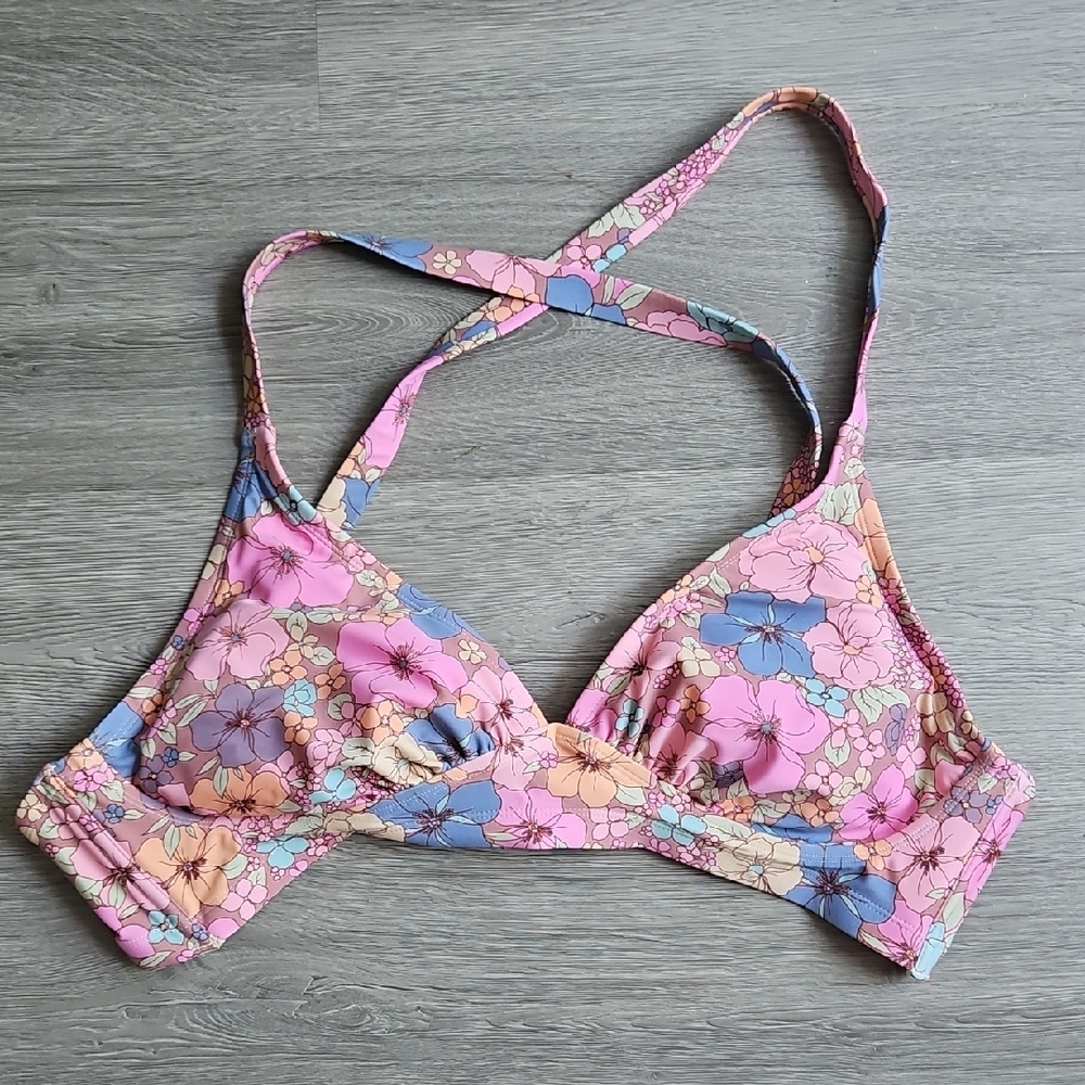 Wild Fable Pink and Blue Floral Bikini Top Sz 2X